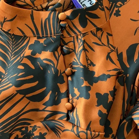 NWT Future Collective Long Sleeve Mock Neck Asymmetrical Dress Floral - Picture 5 of 6